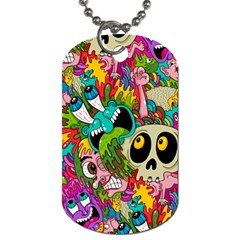 Crazy Illustrations & Funky Monster Pattern Dog Tag (two Sides) by Ket1n9