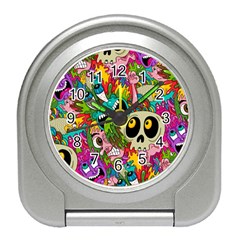 Crazy Illustrations & Funky Monster Pattern Travel Alarm Clock by Ket1n9