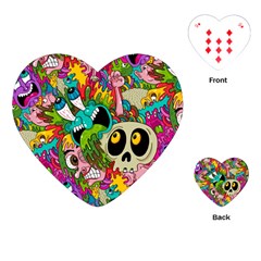 Crazy Illustrations & Funky Monster Pattern Playing Cards Single Design (heart) by Ket1n9