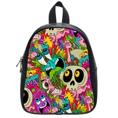 Crazy Illustrations & Funky Monster Pattern School Bag (small) by Ket1n9