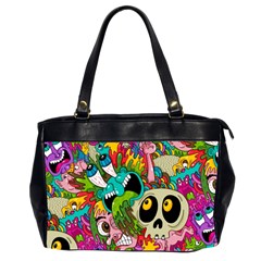 Crazy Illustrations & Funky Monster Pattern Oversize Office Handbag (2 Sides) by Ket1n9