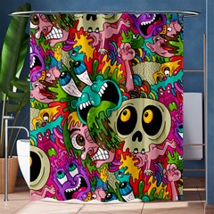 Crazy Illustrations & Funky Monster Pattern Shower Curtain 60  X 72  (medium)  by Ket1n9