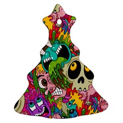 Crazy Illustrations & Funky Monster Pattern Christmas Tree Ornament (two Sides) by Ket1n9