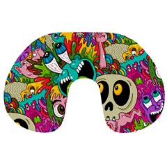 Crazy Illustrations & Funky Monster Pattern Travel Neck Pillow by Ket1n9