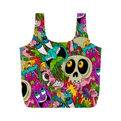 Crazy Illustrations & Funky Monster Pattern Full Print Recycle Bag (m) by Ket1n9