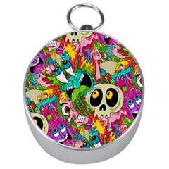 Crazy Illustrations & Funky Monster Pattern Silver Compasses by Ket1n9