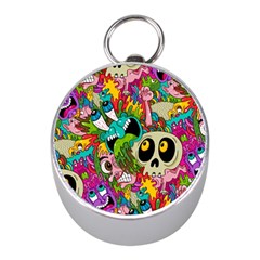 Crazy Illustrations & Funky Monster Pattern Mini Silver Compasses by Ket1n9