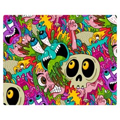 Crazy Illustrations & Funky Monster Pattern Two Sides Premium Plush Fleece Blanket (medium) by Ket1n9