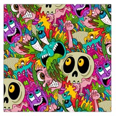 Crazy Illustrations & Funky Monster Pattern Square Satin Scarf (36  X 36 ) by Ket1n9