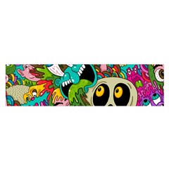 Crazy Illustrations & Funky Monster Pattern Oblong Satin Scarf (16  X 60 ) by Ket1n9