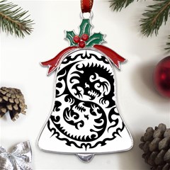 Ying Yang Tattoo Metal Holly Leaf Bell Ornament by Ket1n9