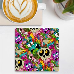 Crazy Illustrations & Funky Monster Pattern Uv Print Square Tile Coaster  by Ket1n9