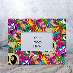 Crazy Illustrations & Funky Monster Pattern White Tabletop Photo Frame 4 x6  by Ket1n9