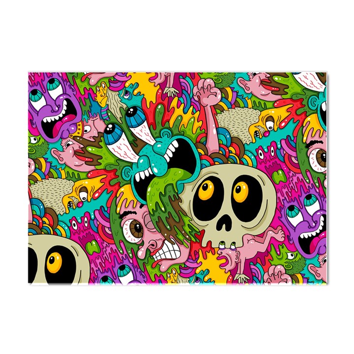 Crazy Illustrations & Funky Monster Pattern Crystal Sticker (A4)