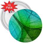 Sunlight Filtering Through Transparent Leaves Green Blue 3  Buttons (10 pack)  Front