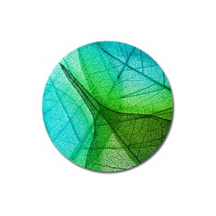 Sunlight Filtering Through Transparent Leaves Green Blue Magnet 3  (round) by Ket1n9