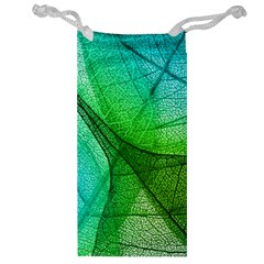 Sunlight Filtering Through Transparent Leaves Green Blue Jewelry Bag by Ket1n9