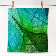 Sunlight Filtering Through Transparent Leaves Green Blue Face Towel by Ket1n9