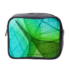 Sunlight Filtering Through Transparent Leaves Green Blue Mini Toiletries Bag (two Sides)