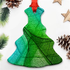 Sunlight Filtering Through Transparent Leaves Green Blue Christmas Tree Ornament (two Sides) by Ket1n9