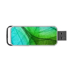 Sunlight Filtering Through Transparent Leaves Green Blue Portable Usb Flash (one Side) by Ket1n9