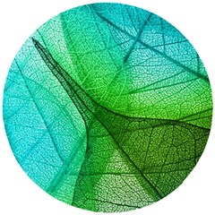 Sunlight Filtering Through Transparent Leaves Green Blue Wooden Puzzle Round by Ket1n9