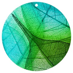 Sunlight Filtering Through Transparent Leaves Green Blue Uv Print Acrylic Ornament Round by Ket1n9