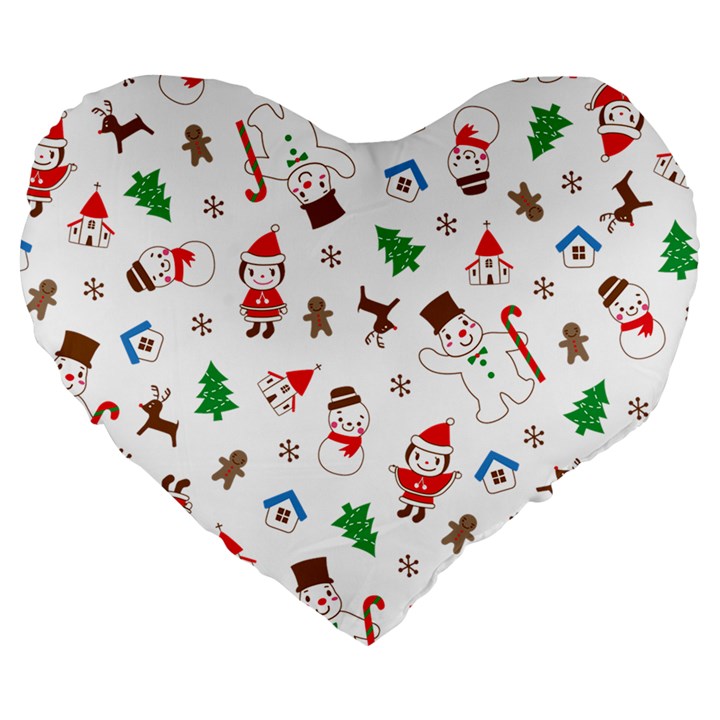 Christmas Large 19  Premium Flano Heart Shape Cushions