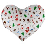 Christmas Large 19  Premium Flano Heart Shape Cushions Back