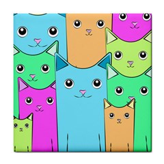 Cat Animals Cartoon Pattern Tile Coaster