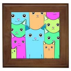 Cat Animals Cartoon Pattern Framed Tile