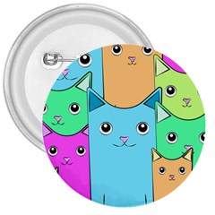 Cat Animals Cartoon Pattern 3  Buttons