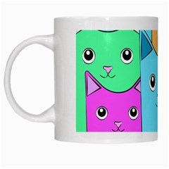 Cat Animals Cartoon Pattern White Mug