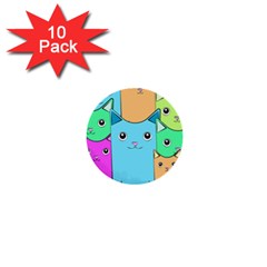 Cat Animals Cartoon Pattern 1  Mini Buttons (10 Pack) 