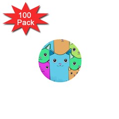 Cat Animals Cartoon Pattern 1  Mini Buttons (100 Pack) 