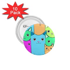 Cat Animals Cartoon Pattern 1 75  Buttons (10 Pack)