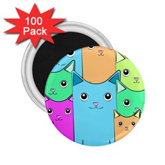 Cat Animals Cartoon Pattern 2 25  Magnets (100 Pack)  by Cendanart