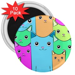 Cat Animals Cartoon Pattern 3  Magnets (10 Pack)  by Cendanart