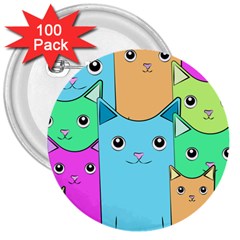 Cat Animals Cartoon Pattern 3  Buttons (100 Pack) 