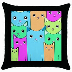 Cat Animals Cartoon Pattern Throw Pillow Case (black) by Cendanart