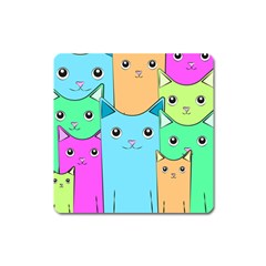 Cat Animals Cartoon Pattern Square Magnet