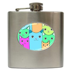 Cat Animals Cartoon Pattern Hip Flask (6 Oz)