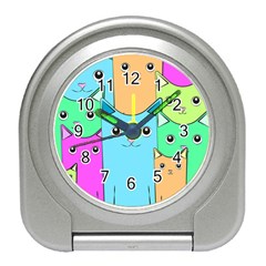 Cat Animals Cartoon Pattern Travel Alarm Clock