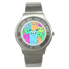 Cat Animals Cartoon Pattern Stainless Steel Watch