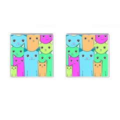 Cat Animals Cartoon Pattern Cufflinks (square) by Cendanart