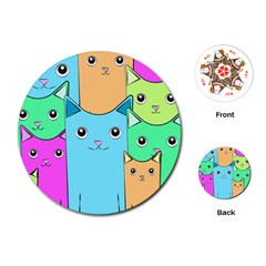 Cat Animals Cartoon Pattern Playing Cards Single Design (round) by Cendanart