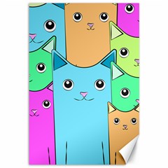 Cat Animals Cartoon Pattern Canvas 12  X 18 