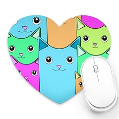 Cat Animals Cartoon Pattern Heart Mousepad