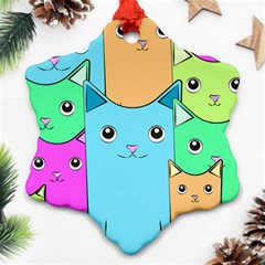 Cat Animals Cartoon Pattern Ornament (snowflake) by Cendanart