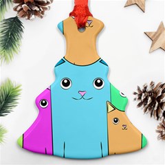 Cat Animals Cartoon Pattern Christmas Tree Ornament (two Sides) by Cendanart